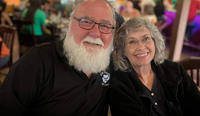 Carla and Duane Watson enjoy a meal at a local restaurant.