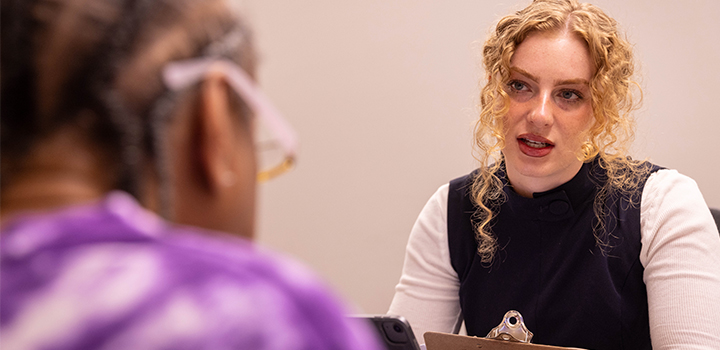 Photo of staff member with research participant